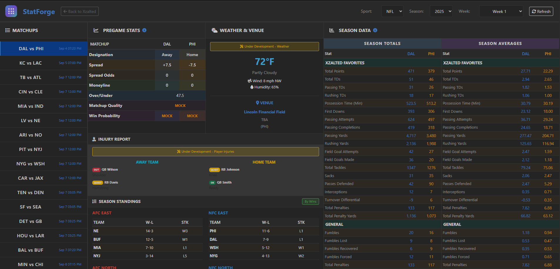 StatForge dashboard preview